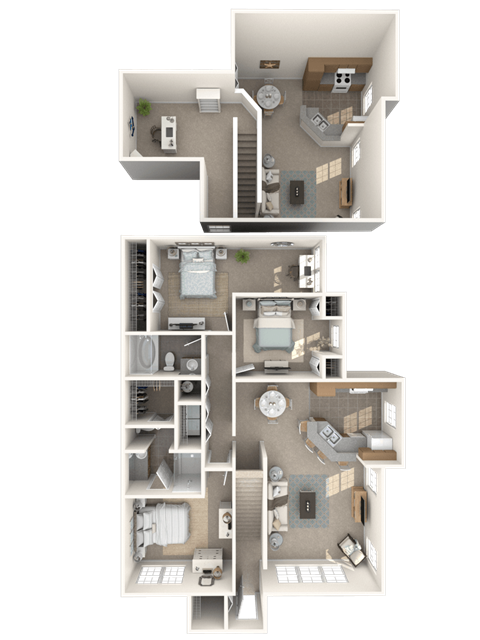 Floor plan for 3 beds, 2 baths, 1624 sqft
